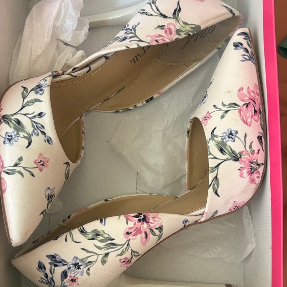 JustFab Pink Floral Heels